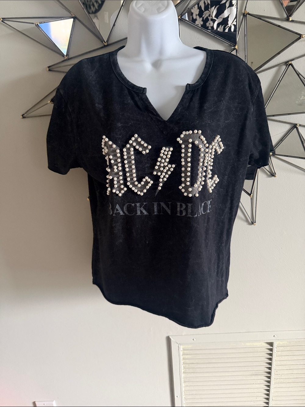 AC/DC Black Tee with Studded Logo